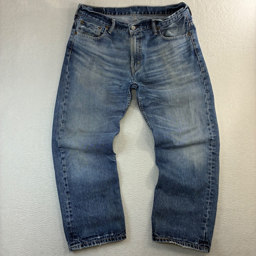 Y2K Levis 569 Loose Straight Jeans Men 36x30 Blue Faded Skater Baggy Whiskered